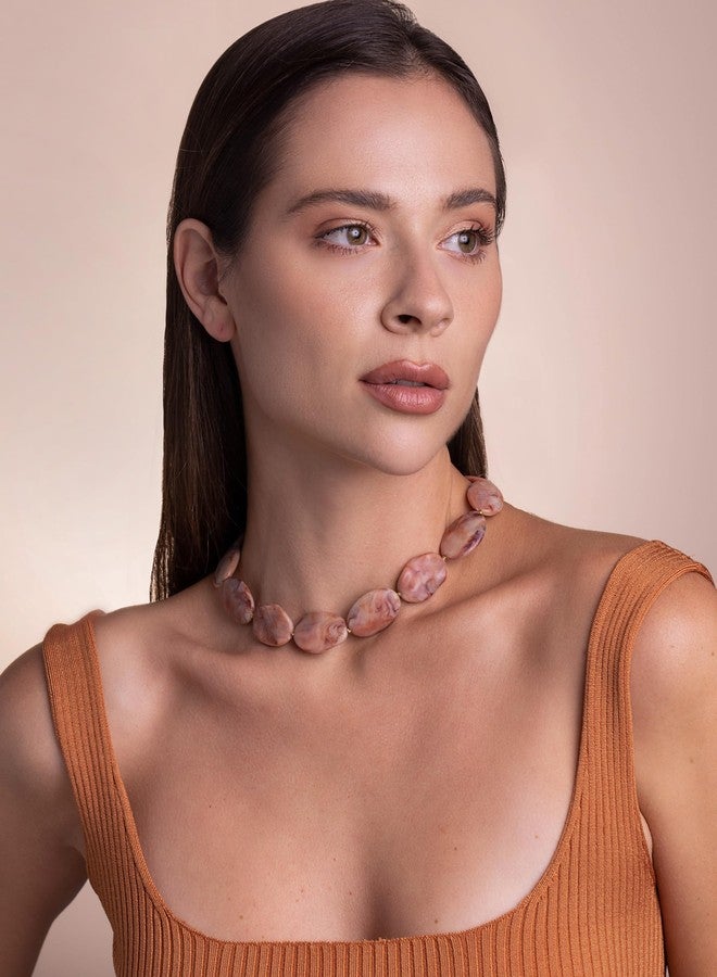 SNGIA Large Red Brown Burgundy Resin Acrylic Beaded Choker Statement Necklace for Women by SNGIA, Maroon Chunky Spiritual Healing Costume Chain Link Collar Jewelry, Colorful Thick Bold Trendy Bohemian Mala Bead Preppy Retro Handmade Exaggerated Gifts, Bulky Vintage Unique Cute Baroque Summer Fall Winter Beach Fashion Nickle Free Charm Accessories - Image 2